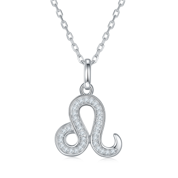 S925 Silver White Gold Plated Moissanite Charm Necklace - Wholesale Fashion 12 Constellations Leo Necklace for Women