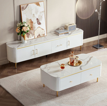 Light Luxury Marble Pattern Coffee Table for Small Apartments