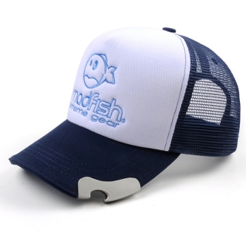 Foam mesh cap with bottle opener