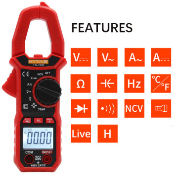 AC DC Clamp Meter: цифровой мультиметр с диодным тестом, NCV, Auto Hold, Flashlight, Back Light, Low Power Display
