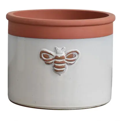 Outdoor Ceramic Glazed Flower Pot Cylinder Bee Pot