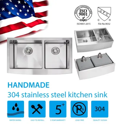 Stainless Steel Double Bowl Apron Handmade Kitchen Sink