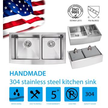Stainless Steel Double Bowl Apron Handmade Kitchen Sink