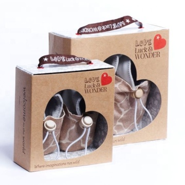 Kraft paper baby shoes packaging box with window