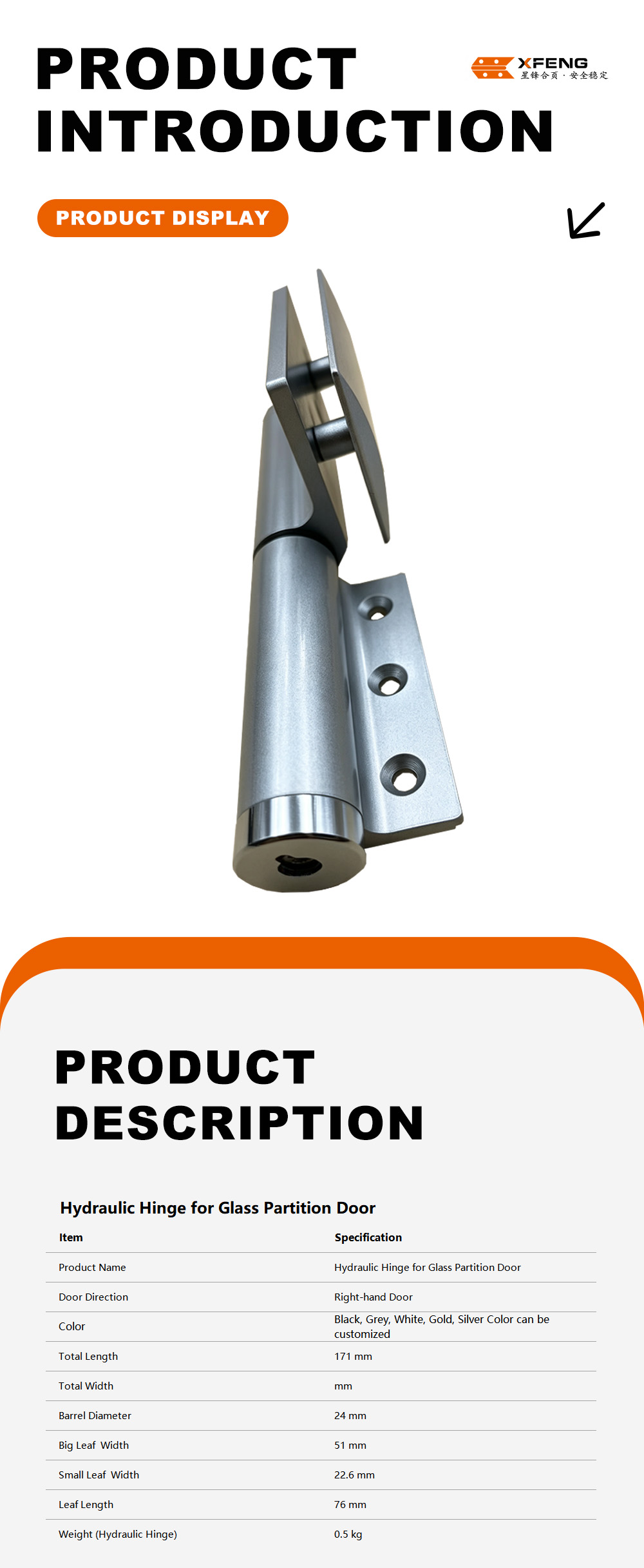 4-Hydraulic Hinge for Glass Partition Door-x