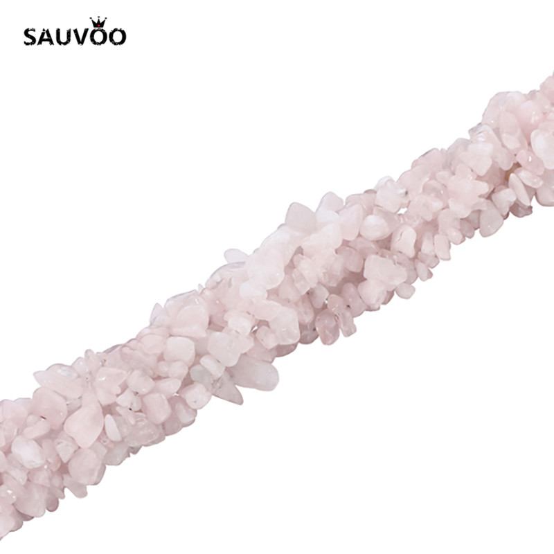 SAUVOO Approx.80cm/lot Irregular Natural Pink Crystal Quartz Gravel Crushed Stone Beads 5-8mm for DIY Jewelry Accessories F1818