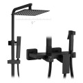 2021 design 4 function black rain shower brass mixer bath faucet bathroom faucet set rainfall black