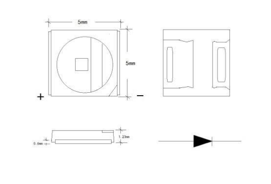 Size of 5050 1W LED 365nm