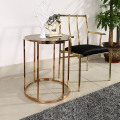 Living room retro marble round end table