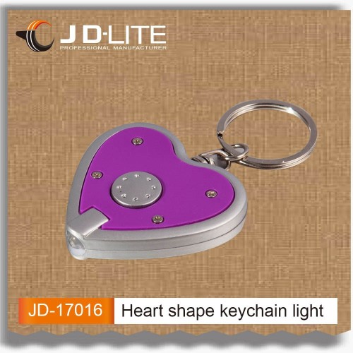 1LED heart keychain gift wedding souvenir keychain plastic keychain light