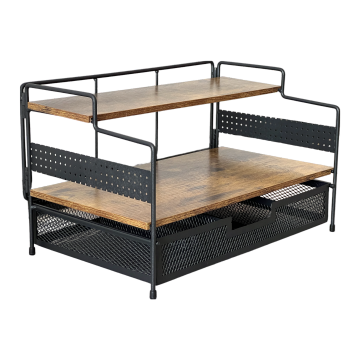 2-Tier Office Desk Organizer with Sliding Drawer - Desk File Organizer and Storage Rack