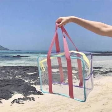 Summer Waterproof Beach Spall Bag: grande capacità, colore crema, borsa di lavaggio in PVC trasparente