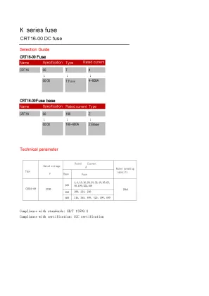 Factory Supply: 160A, 25kA DC Fuse - Box Fuse Components in a Box