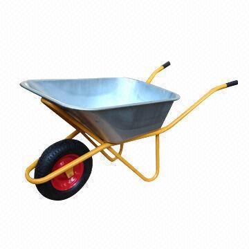 Wheelbarrow with Galvanized Metal Tray, 200kg Load, 6ft³ Europe/India Market Construction