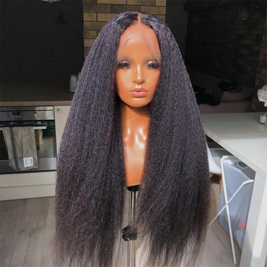 Cheap Full Hd Yaki Kinky Straight Lace Frontal Wig Raw Vietnamese Cuticle Aligned Virgin Human Hair Lace Front Wig Human Hair