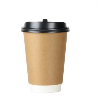 Wholesale Disposable Ripple Kraft Coffee & Tea Drink Packaging Cups with Lids