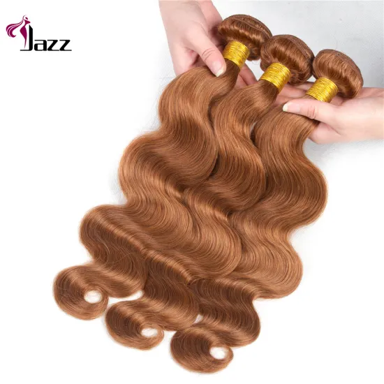 Personalized Dark Brown Human Body Wave Hair 30# Colored Bundles Virgin Bundles With Lace Closure