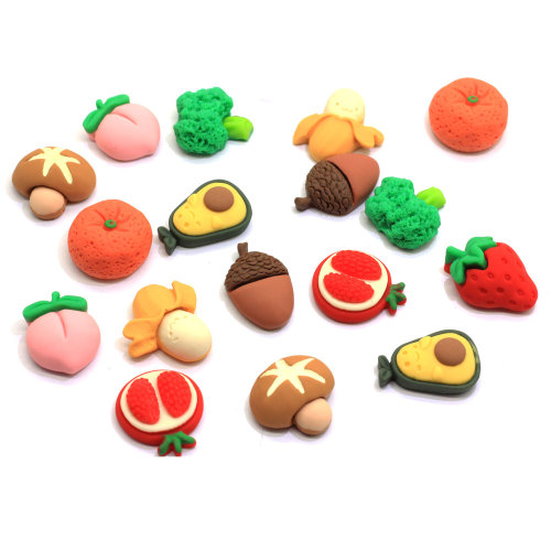 20mm Kawaii Groente Fruit Plat Hars Cabochon Telefoon Decoratie Ambachtelijke DIY Scrapbooking Haarelastiekjes Center Accessoires