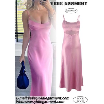 Vintage Backless Thin Straps Female Dresses