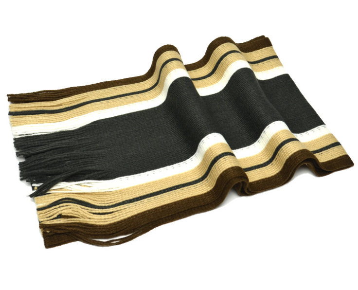 Vertical Stripes Knitting Scarf Brown