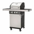Parrilla de barbacoa de gas propano líquido estándar de 3 quemadores con gabinete de una sola puerta de acero inoxidable y estantes laterales