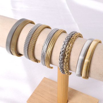 2024 Stylish Stainless Steel Braided Bangle Bracelet for Men: High-Quality Open Jewelry Accessory