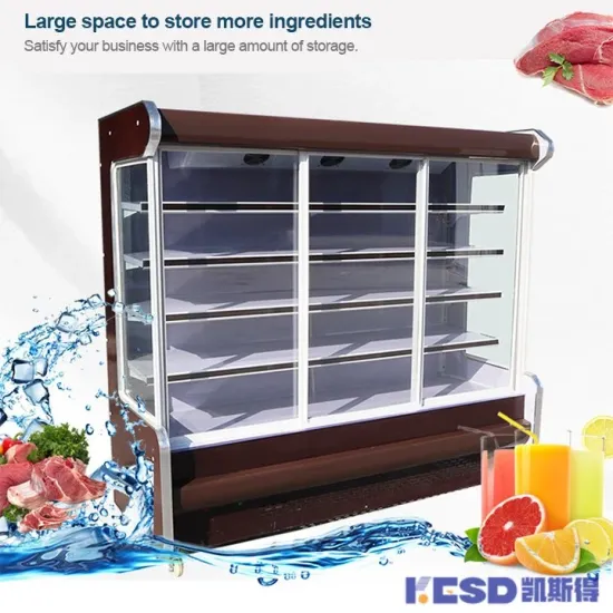 Supermarket Multideck Open Chiller Commercial Upright Fridge Remote Dual Air Curtain Display Chiller