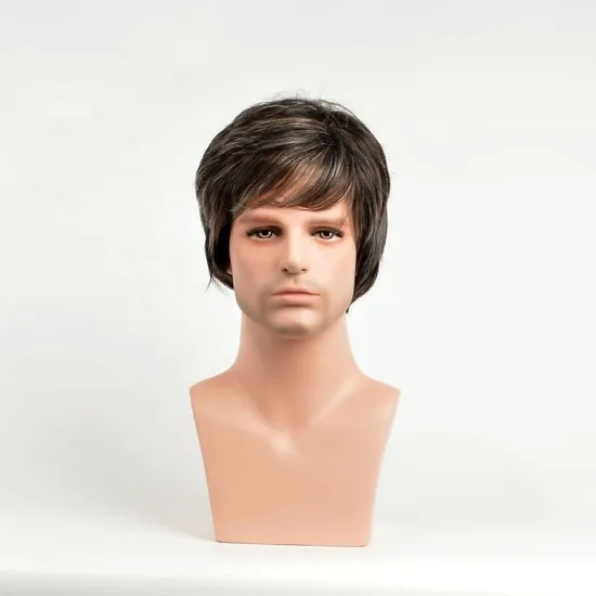 Aishili high quality cheap short brown heat resistant kinky straight bob hair synthetic wigs for man