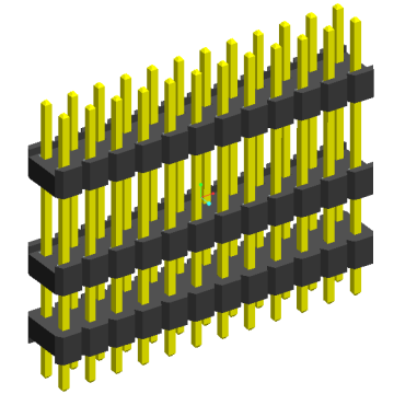 Conectores de plástico triplos de duas filas com cabeçote de pino de 2,00 mm