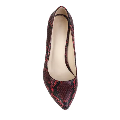 red serpentine printed hot sale women shoes