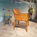 Upholstery saddle leather dining chair by EOOS