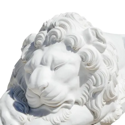 Luxury White Marble Lion Statue Royal Guardian Sculpture