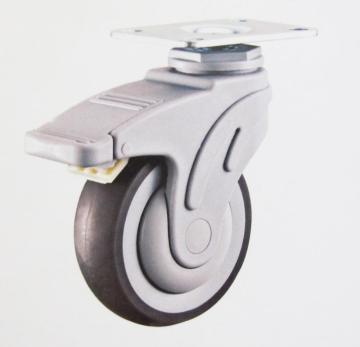TPR medical brake caster with swivel plate