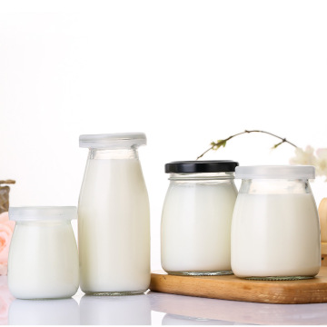 Jelly Yogurt Bottle Glass Sealed Food Container - 100ml, 150ml, 200ml with Plastic Lid