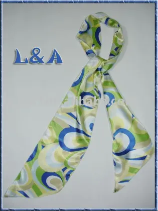 ladies' and girls' peacock printed polyester satin headscarf