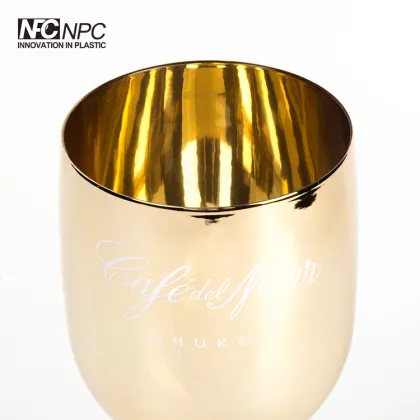 Party Supplies: Pink Rose Gold Plastic Wine Glasses