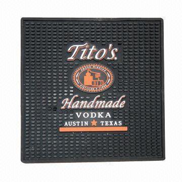 Rubber bar mat, size of 60 x 10 x 1cm, customized designs are accepted