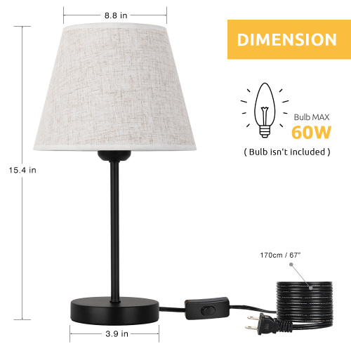 Minimalist Style Bedside Table Lamp with Linen Lampshade