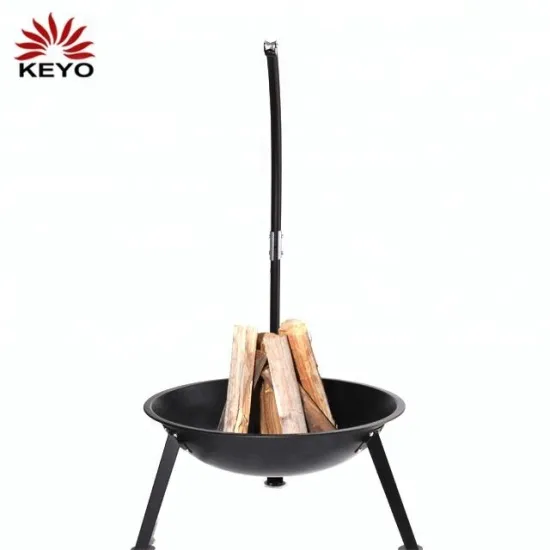 KEYO Outdoor Camping Adjustable Cooking Height Tripod Grill Fire Pit With Cooking Grid