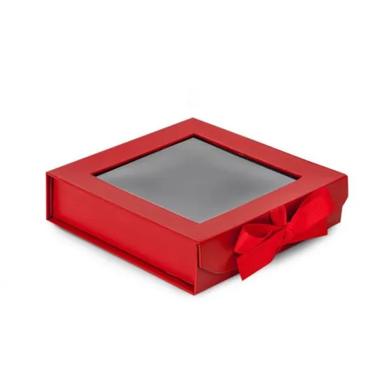 Custom Folding box with Window and Ribbon closures