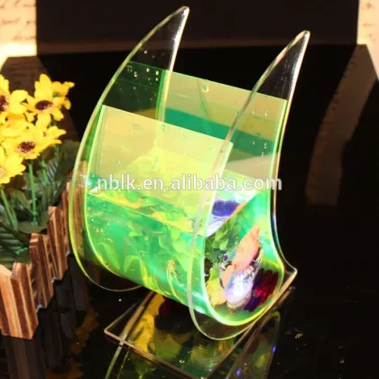 Custom Moon Shaped Light Green Acrylic Fish Bowl Aquarium
