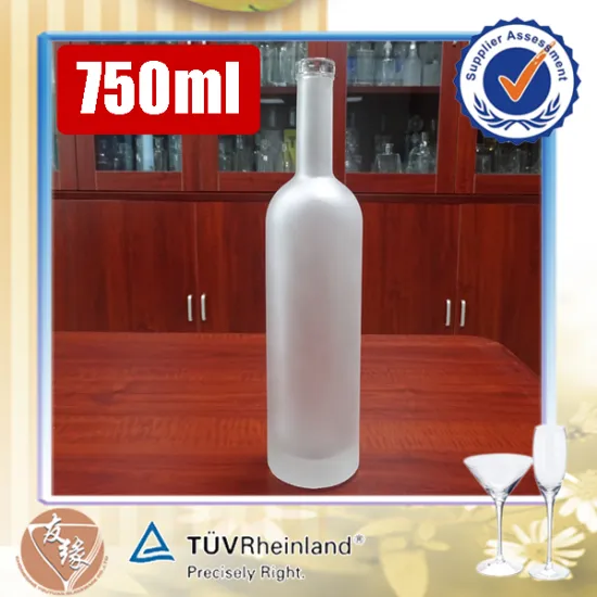 Fancy Frosted White Cork Top Vodka Wine Glass Liquor Bottle 750ml