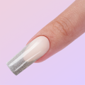 Lightning frosted long coffin fake on nail tips