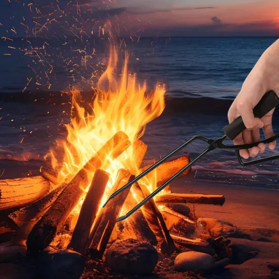 with wooden handle tongs charcoal carbon steel kitchen bbq grill clamps