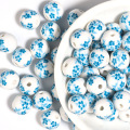 20 piezas por bolsa de cuentas de cerámica con pintura azul