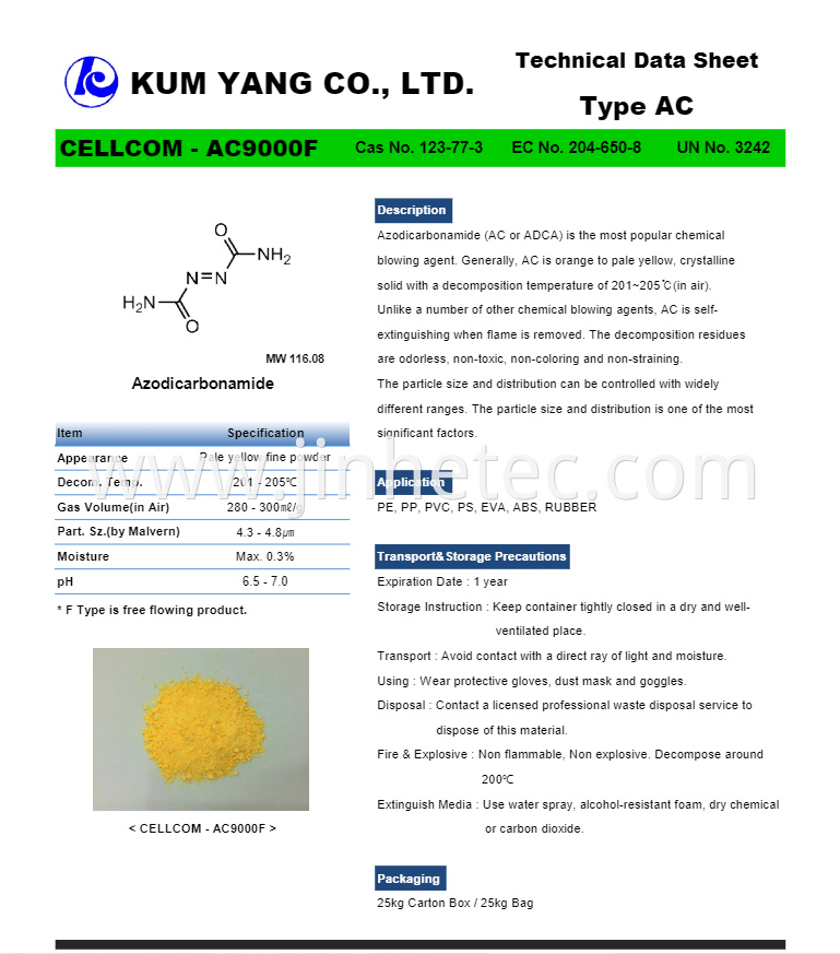 Korea Cellcom Ac Blowing Agent Ac9000 China Manufacturers Suppliers ...