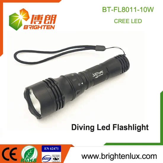 Wholesale Emergency Most Powerful Waterproof Rechargeable 18650 cell Multifunction Matal 10W cree xml t6 led diving flashlight