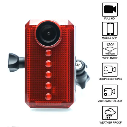 Outdoor Riding Bicycle Camera LED Light - Red Tail Light Safety Accessories for Bikes