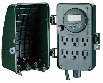 Dayanıklı BNC-U3S ile açık hava güç kazığı: 6-outlet bahçe zamanlayıcısı