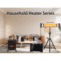 2000 W schwarze Glasplattenheizung mit Metallgehäuse, elektronischer Steuerung, beweglichem Rad und Ausschalt-Reset-Thermostat